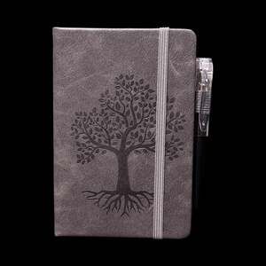 Dark Gray Tree of Life Embossed Small Hardcover Lined Journal with Pen